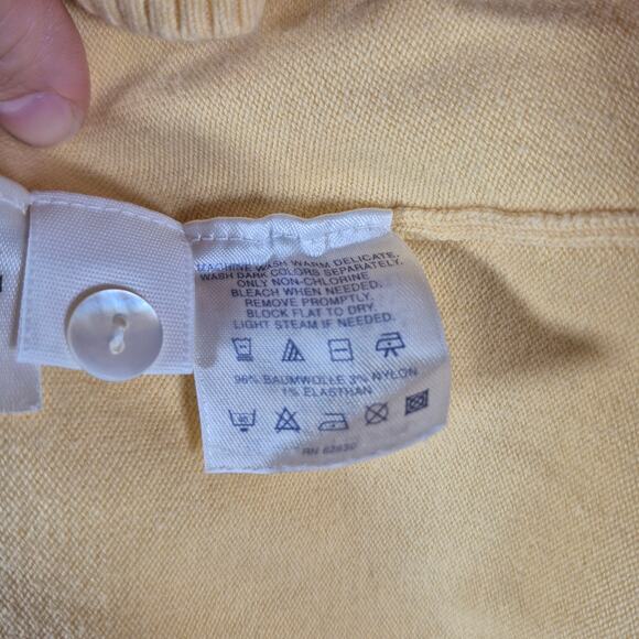 Lands End Yellow Woman’s Button Up Cardigan Sweater Small 6-8 - Picture 4 of 4